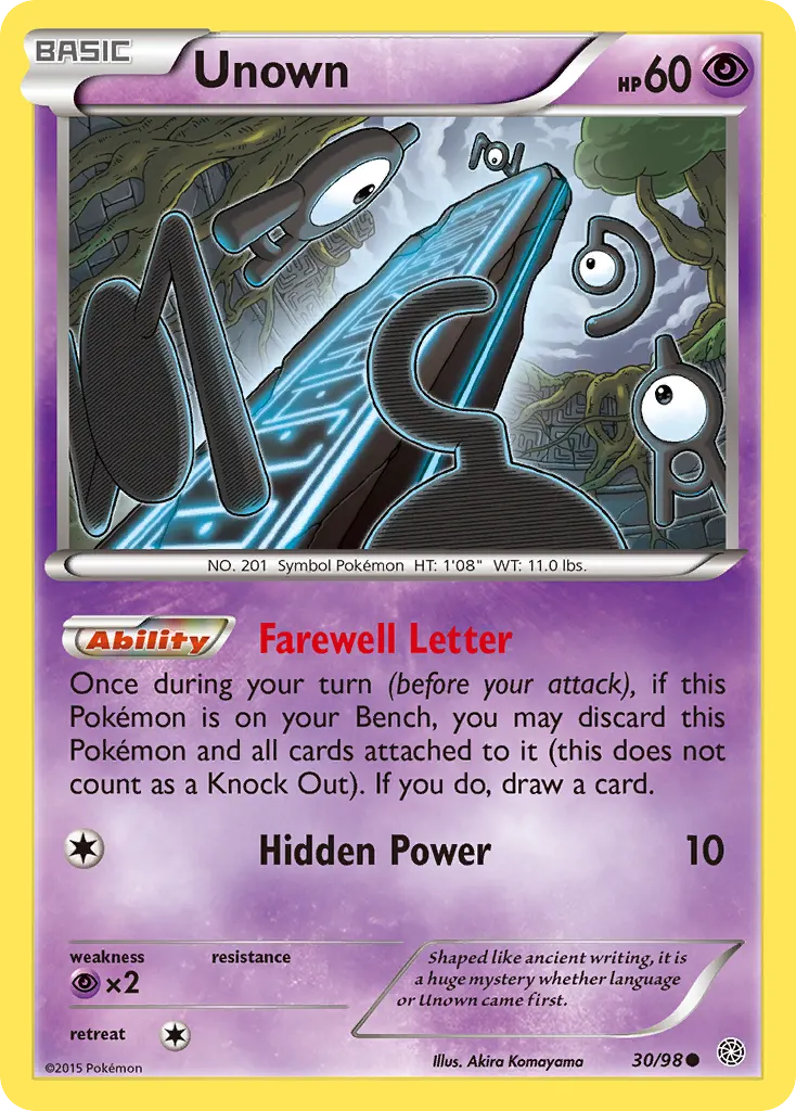 Unown — Ancient Origins 30 Pokémon card