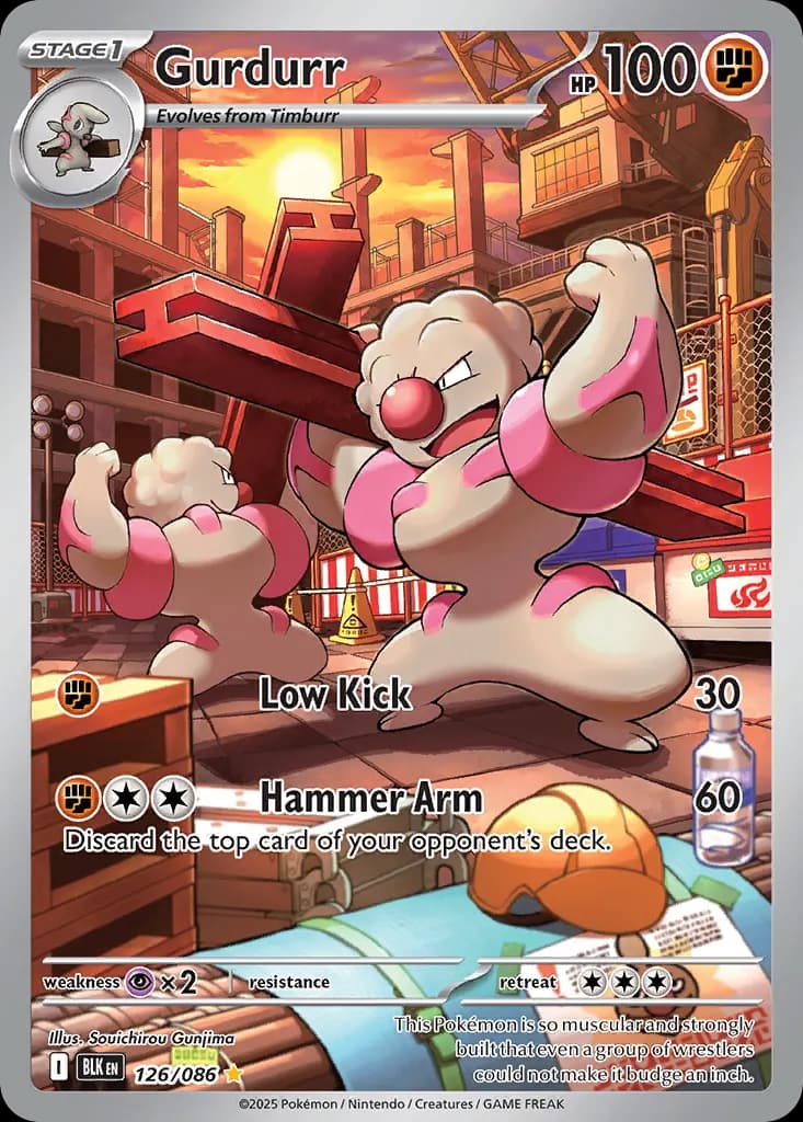 Gurdurr — Black Bolt 126 Pokémon card