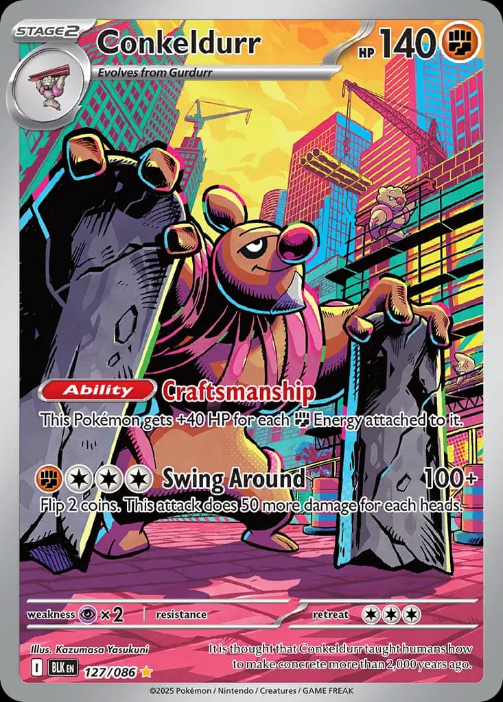 Conkeldurr — Black Bolt 127 Pokémon card