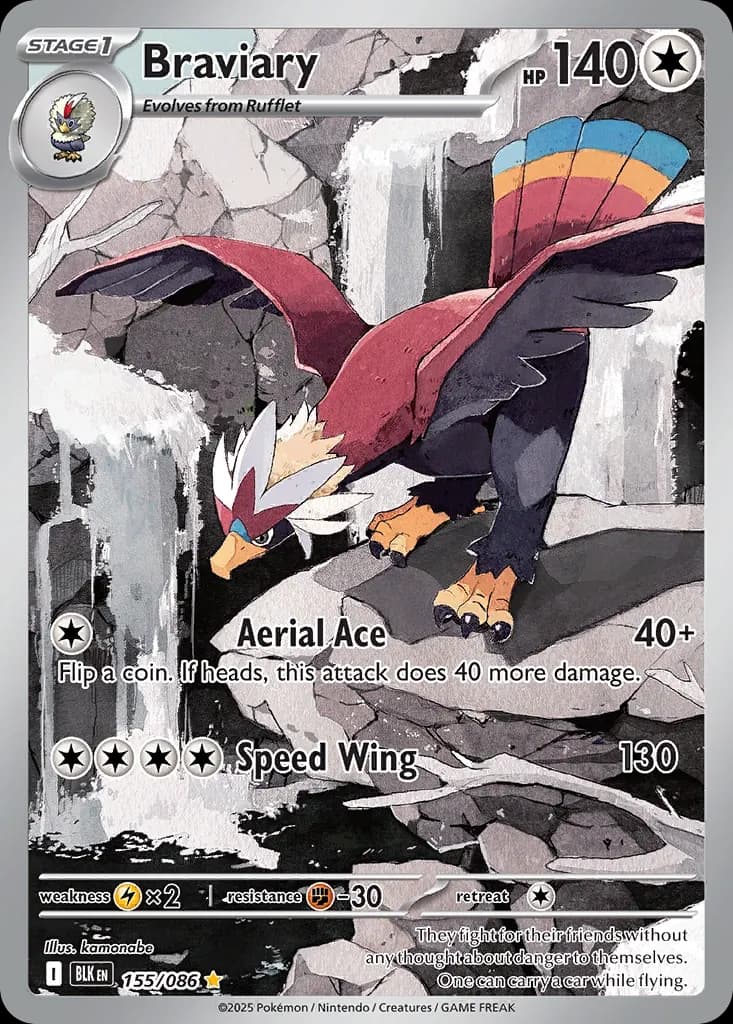 Braviary — Black Bolt 155 Pokémon card