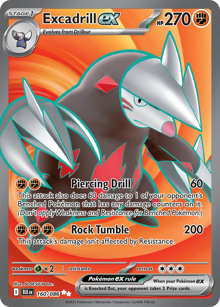 Excadrill ex — Black Bolt 160 Pokémon card