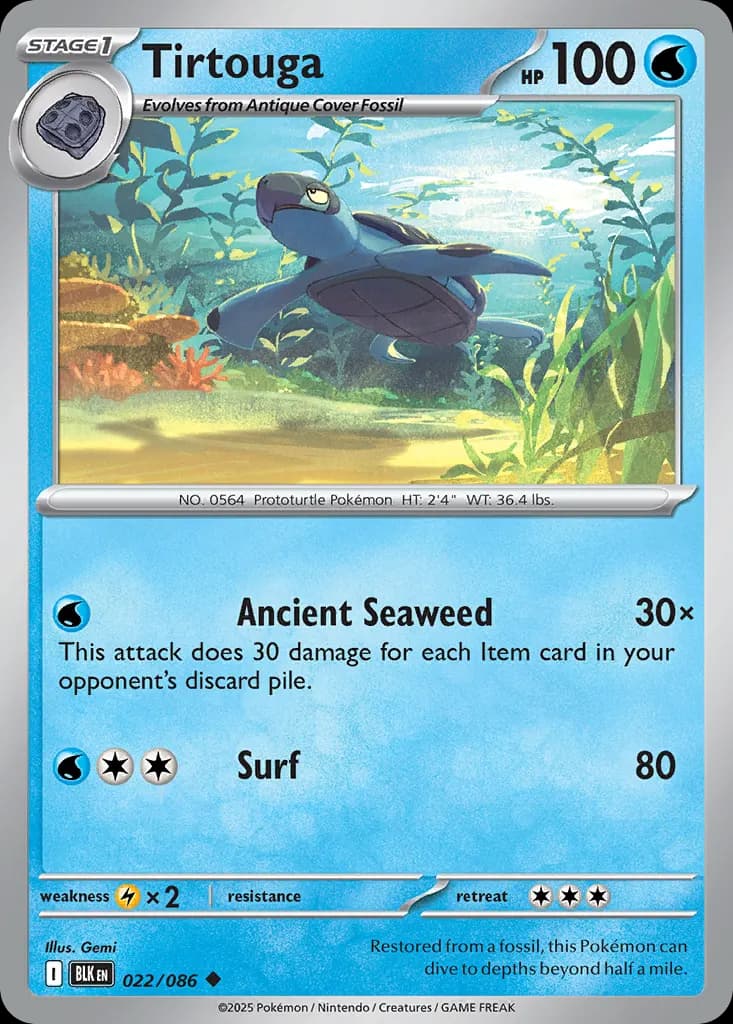 Tirtouga — Black Bolt 22 Pokémon card