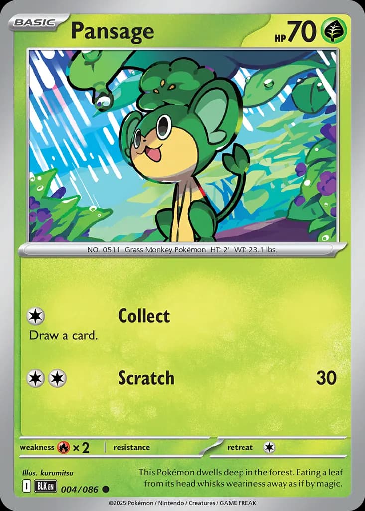 Pansage — Black Bolt 4 Pokémon card