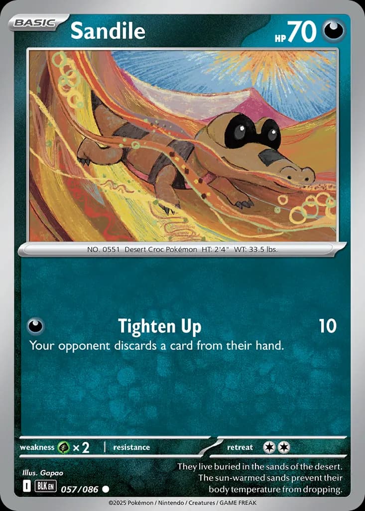 Sandile — Black Bolt 57 Pokémon card